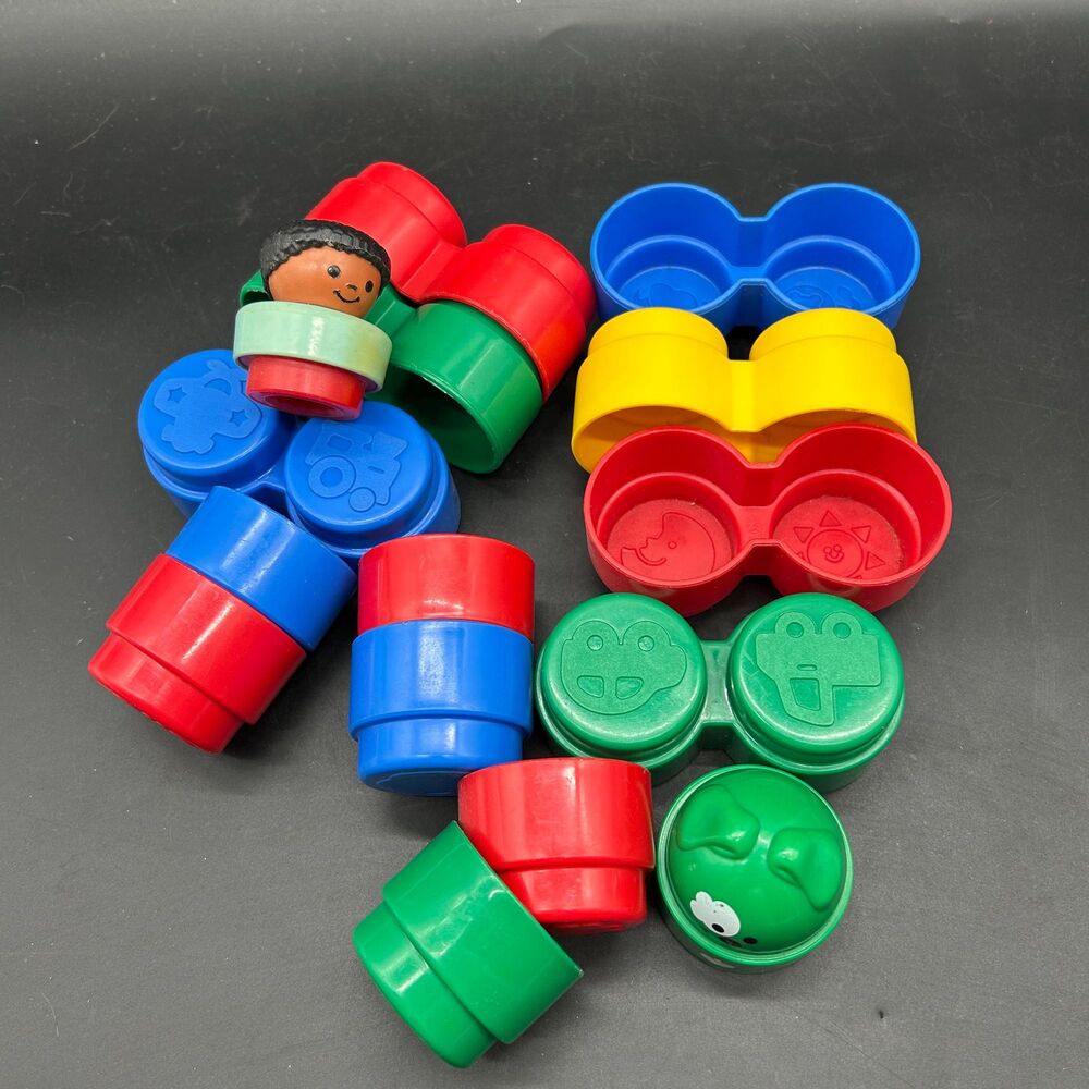 Vintage Fisher Price Stack N Blocks - Colorful Stacking Toy Little People Figure